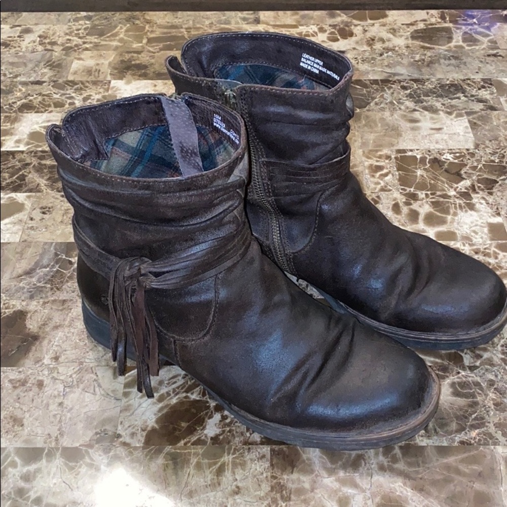 Born Brown Suede Distressed Booties